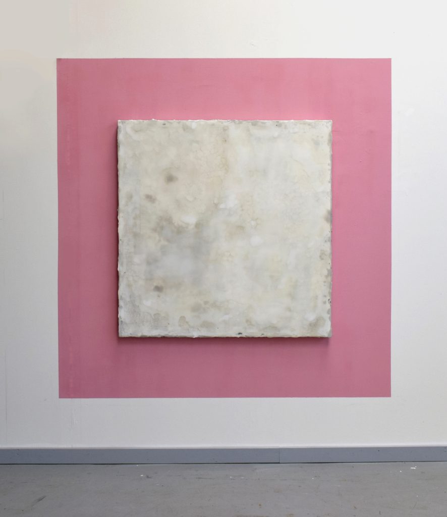 Evolution 125 III 2025. Mixed media on canvas on wooden panel. 125x125cm.