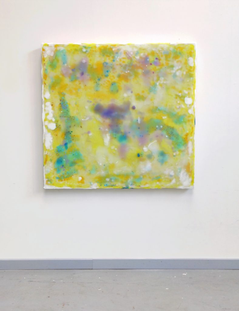 Evolution 125 II 2025. Mixed media on canvas on wooden panel. 125x125cm.